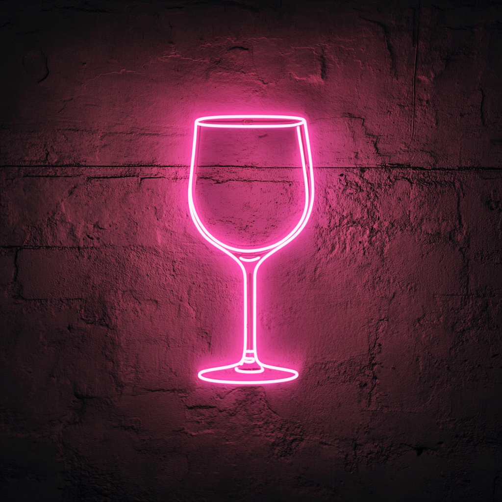 Wine Glass Clinking - Pink Neon Sign, 24 Inches