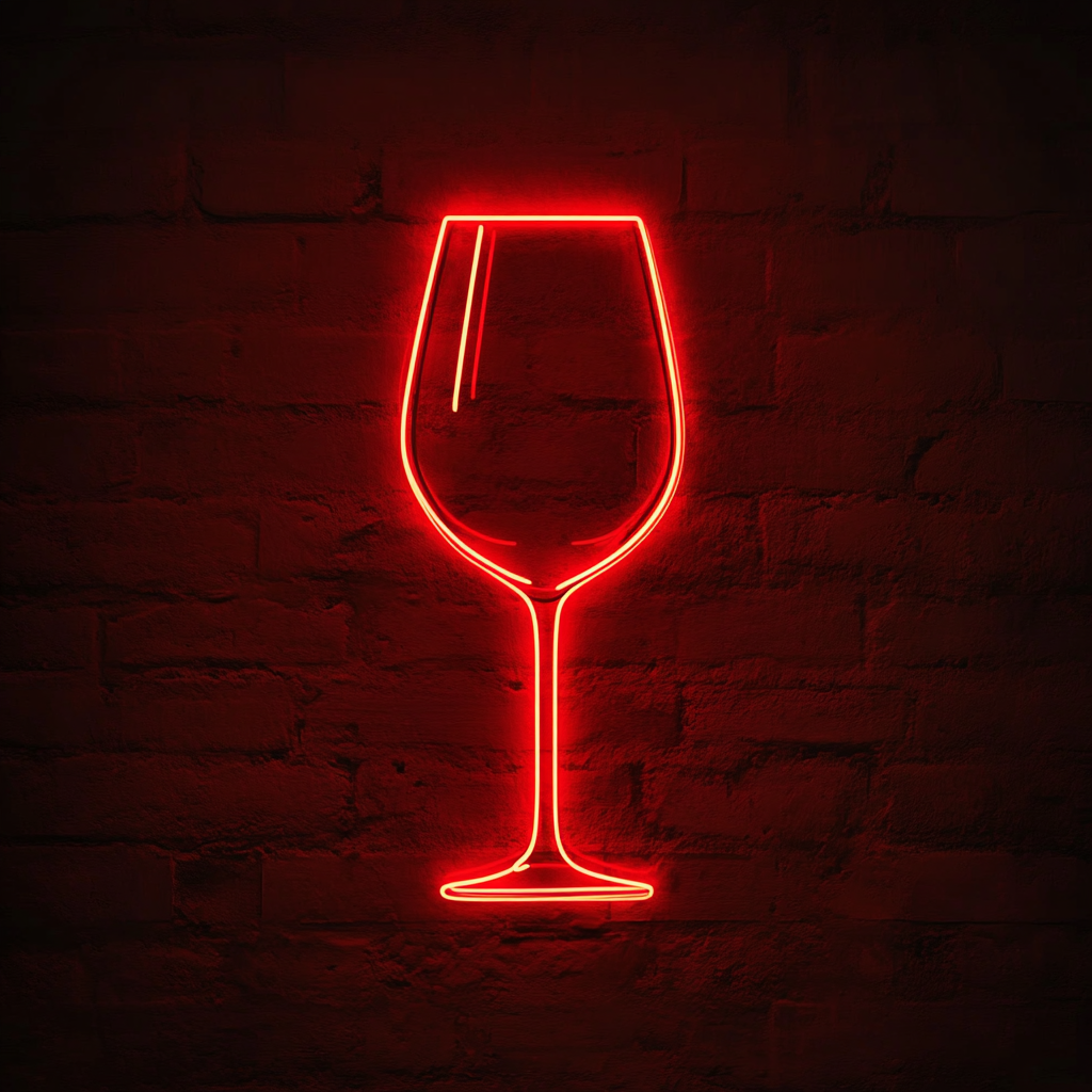 Wine Glass Clinking - Red Neon Sign, 24 Inches