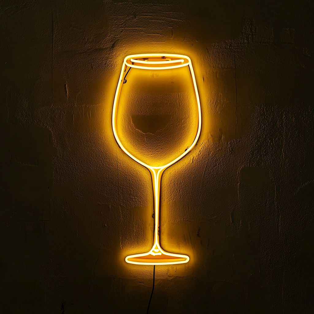 Wine Glass Clinking - Yellow Neon Sign, 18 Inches