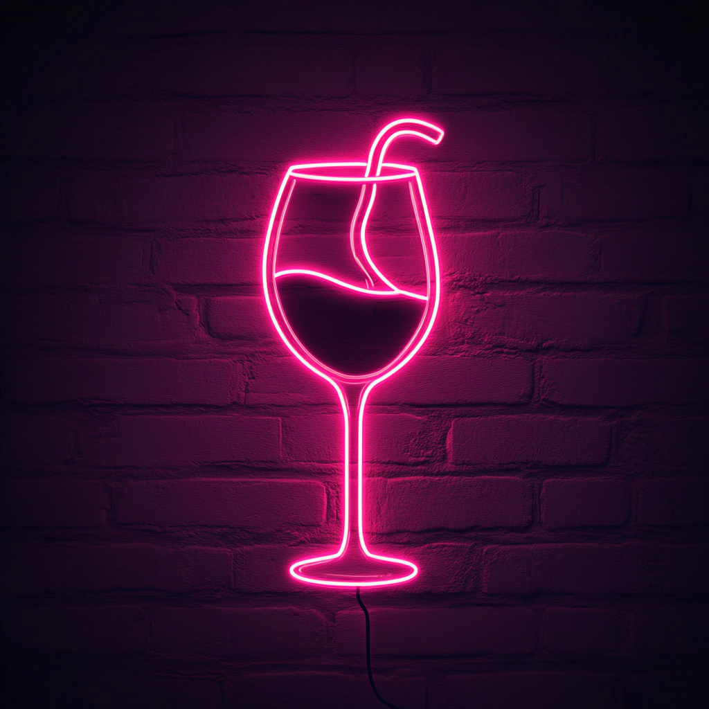 Wine Pouring into Glass - Pink Neon Sign, 24 Inches