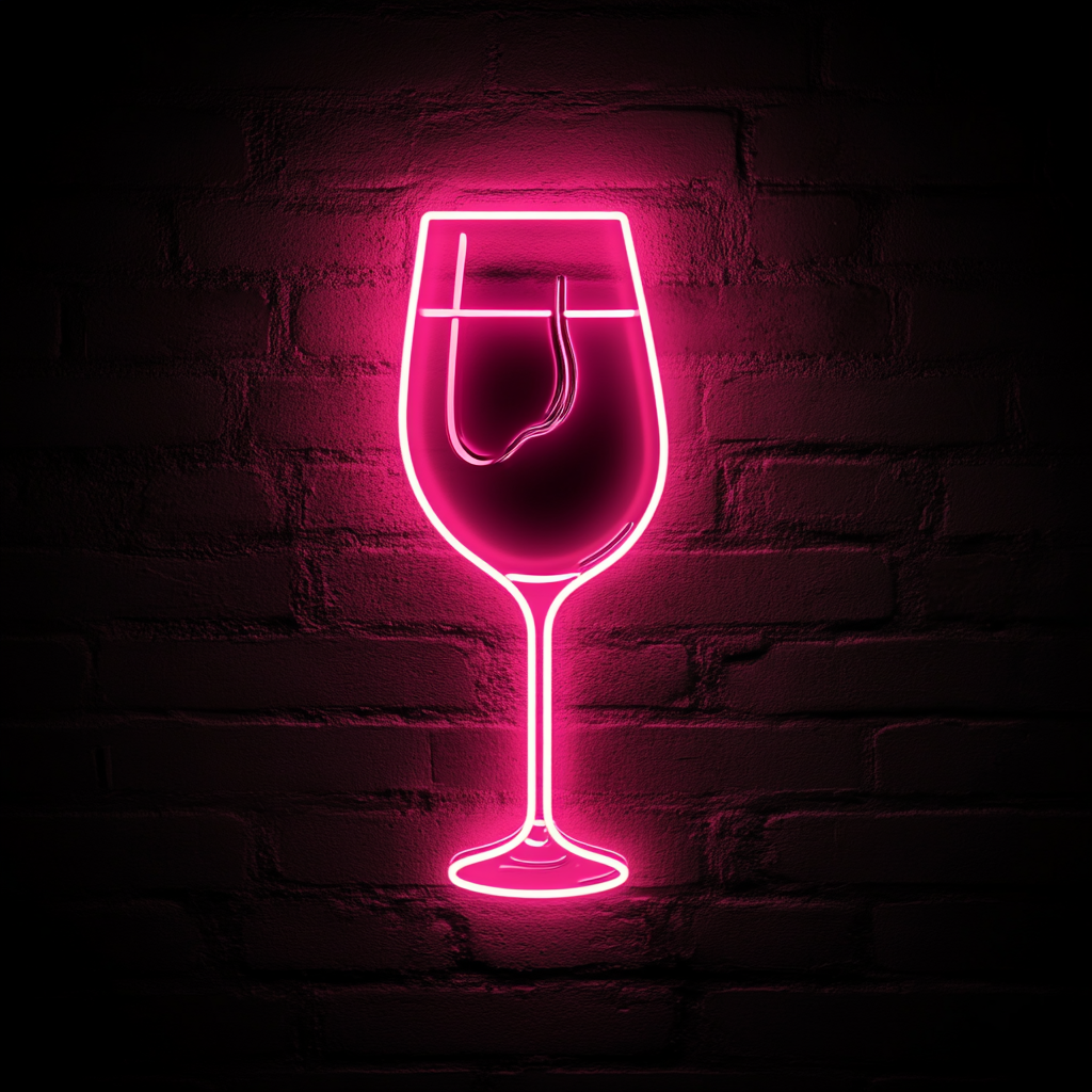 Wine Pouring into Glass - Pink Neon Sign, 24 Inches