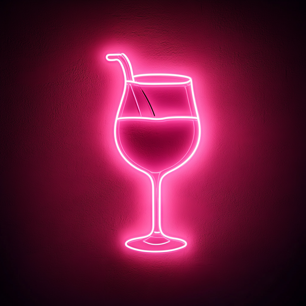 Wine Pouring into Glass - Pink Neon Sign, 18 Inches