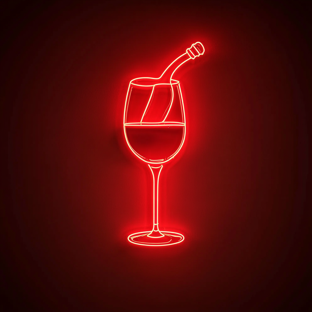 Wine Pouring into Glass - Red Neon Sign, 18 Inches