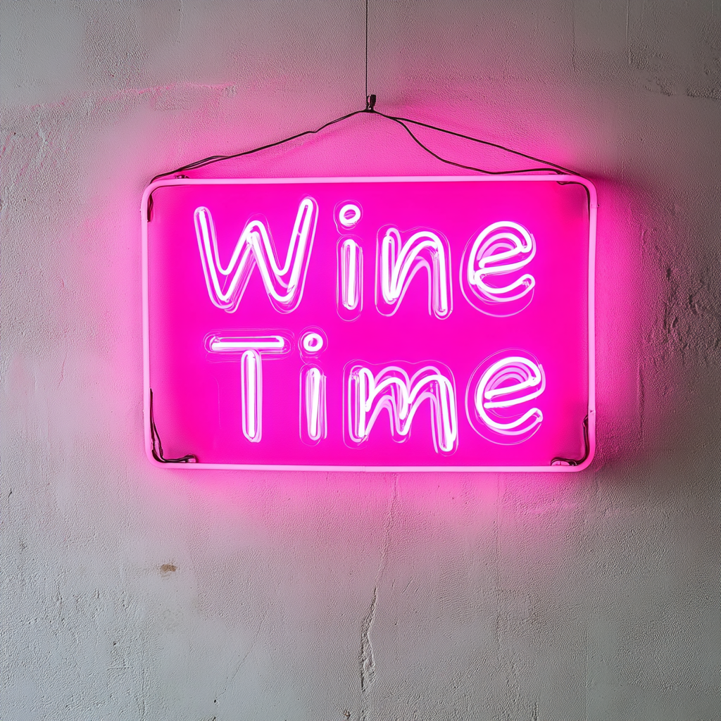 "Wine Time" - Pink Neon Sign, 24 Inches