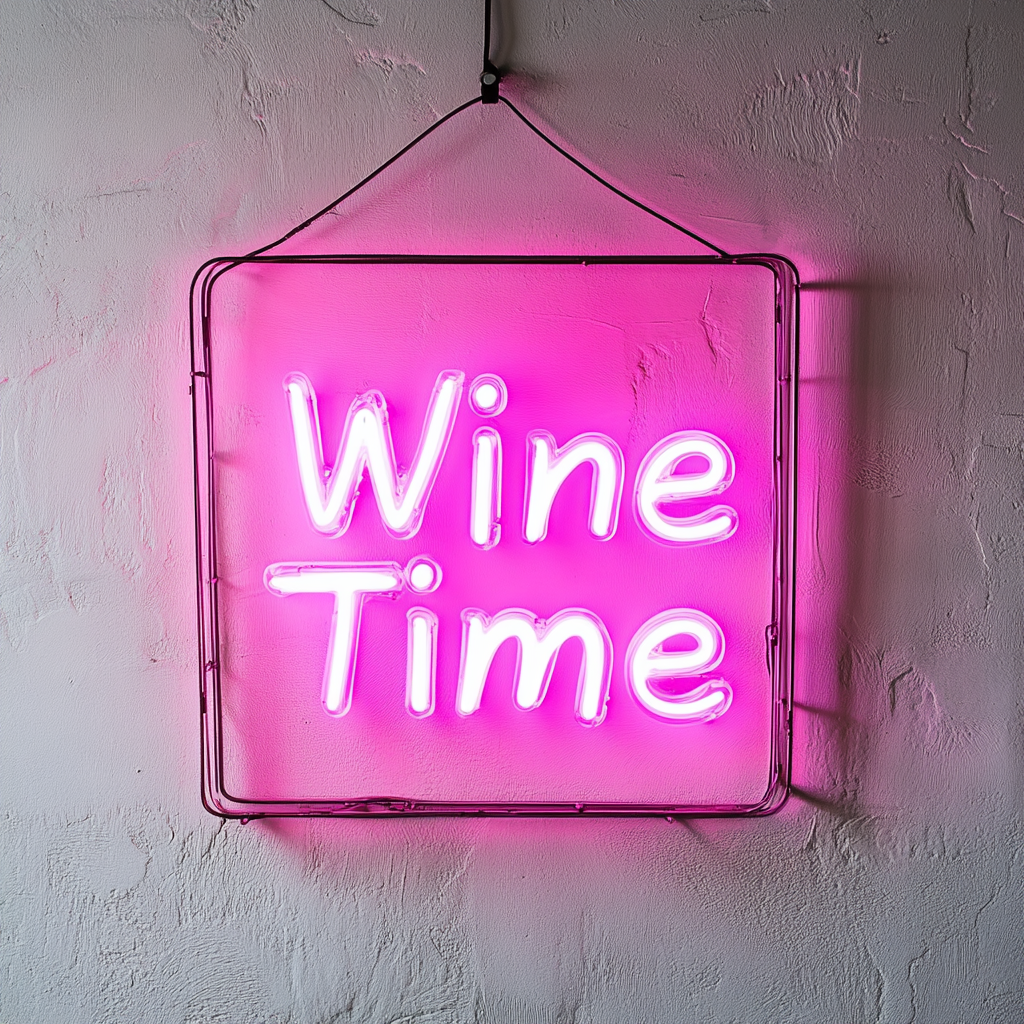 "Wine Time" - Pink Neon Sign, 24 Inches