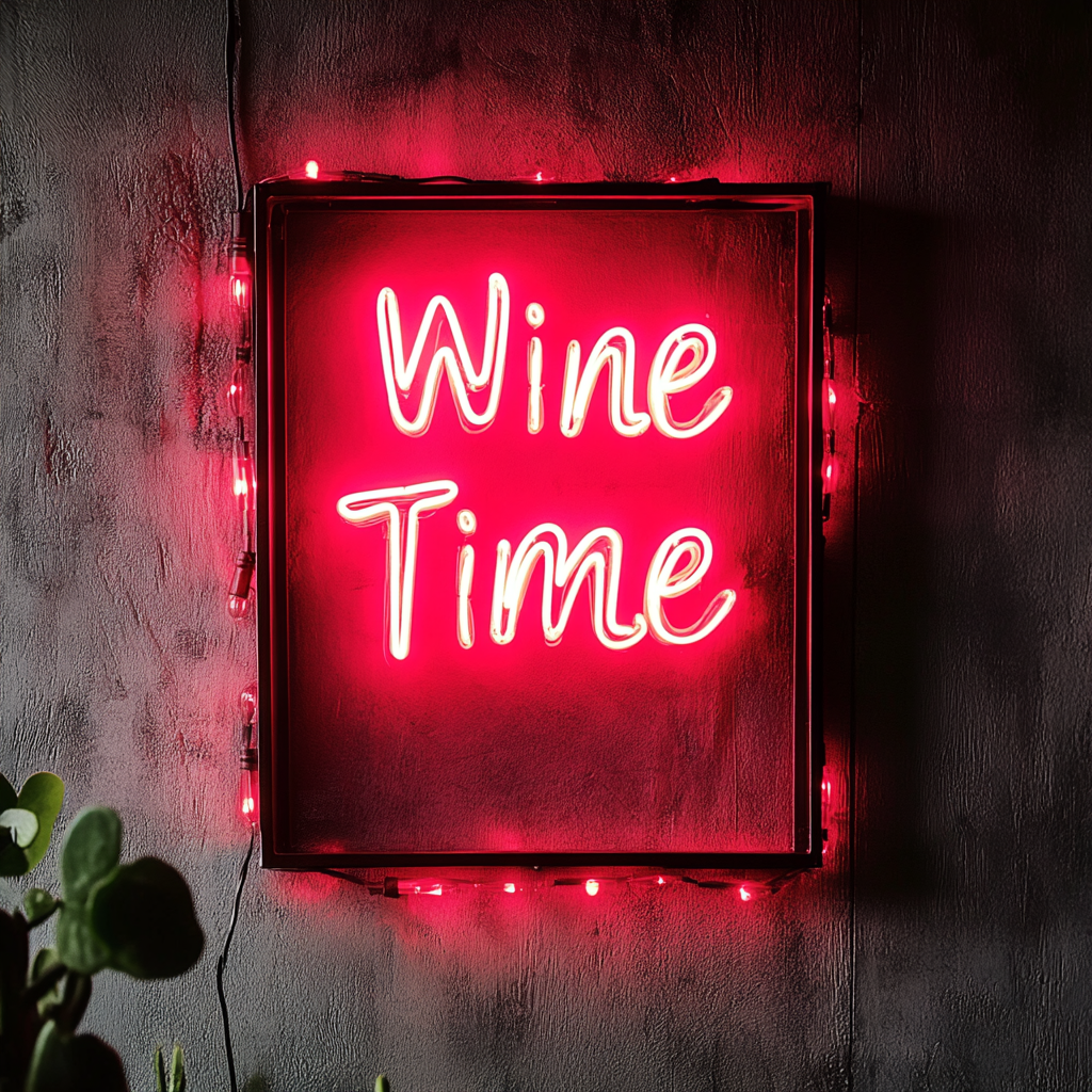 "Wine Time" - Red Neon Sign, 18 Inches