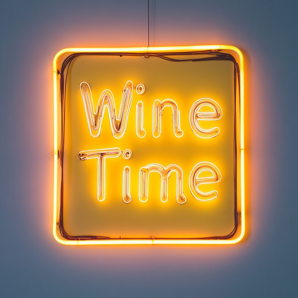"Wine Time" - Yellow Neon Sign, 18 Inches