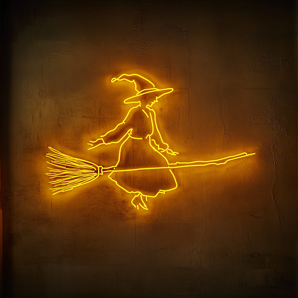 Witch - Yellow Neon Sign, 18 Inches