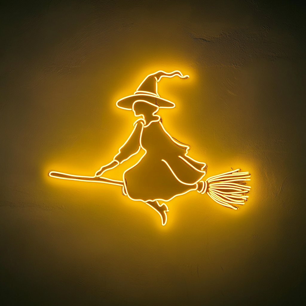 Witch - Yellow Neon Sign, 18 Inches