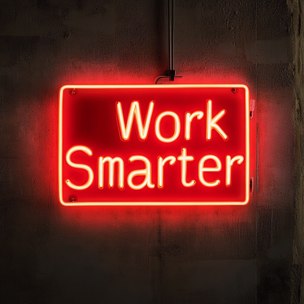 "Work Smarter" - Red Neon Sign, 24 Inches