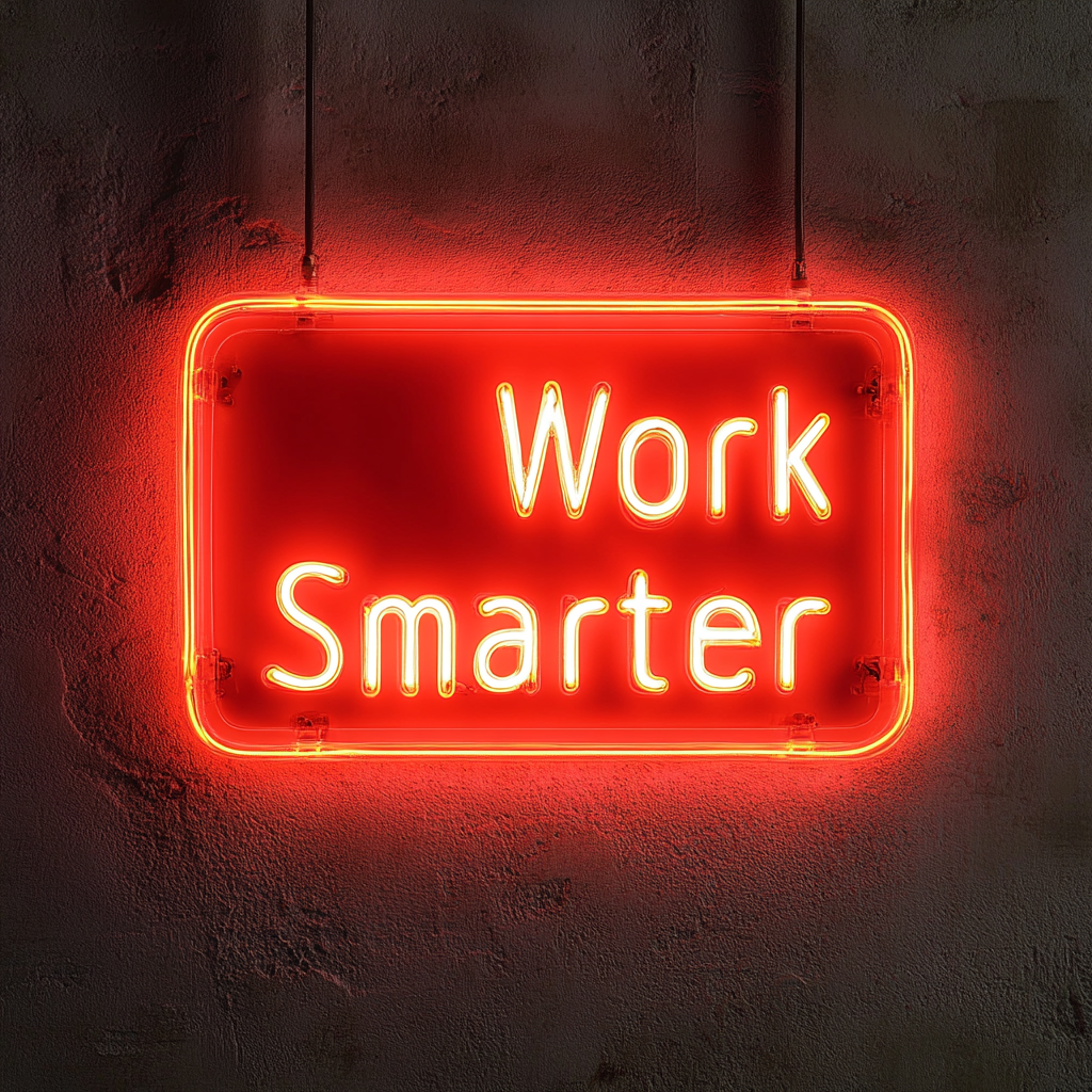 "Work Smarter" - Red Neon Sign, 24 Inches