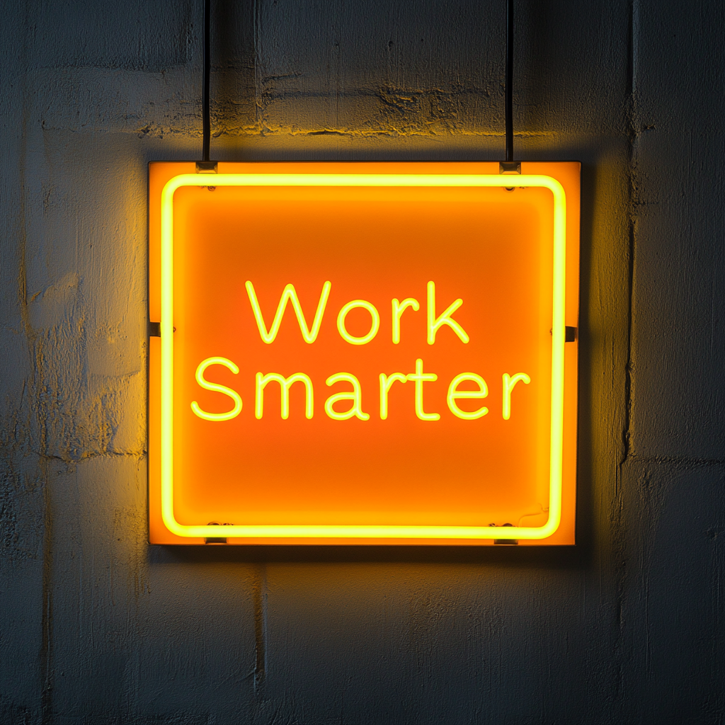 "Work Smarter" - Yellow Neon Sign, 24 Inches