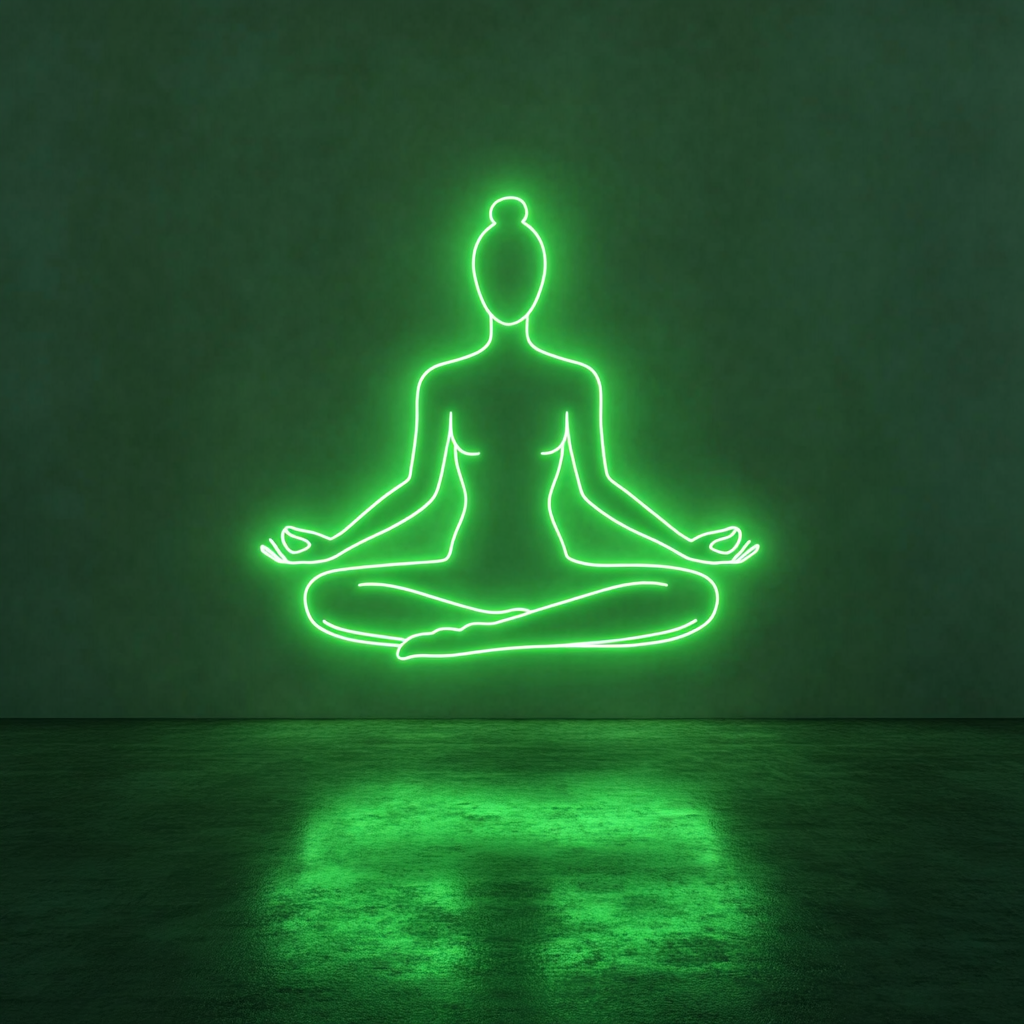 Yoga Pose - Green Neon Sign, 18 Inches
