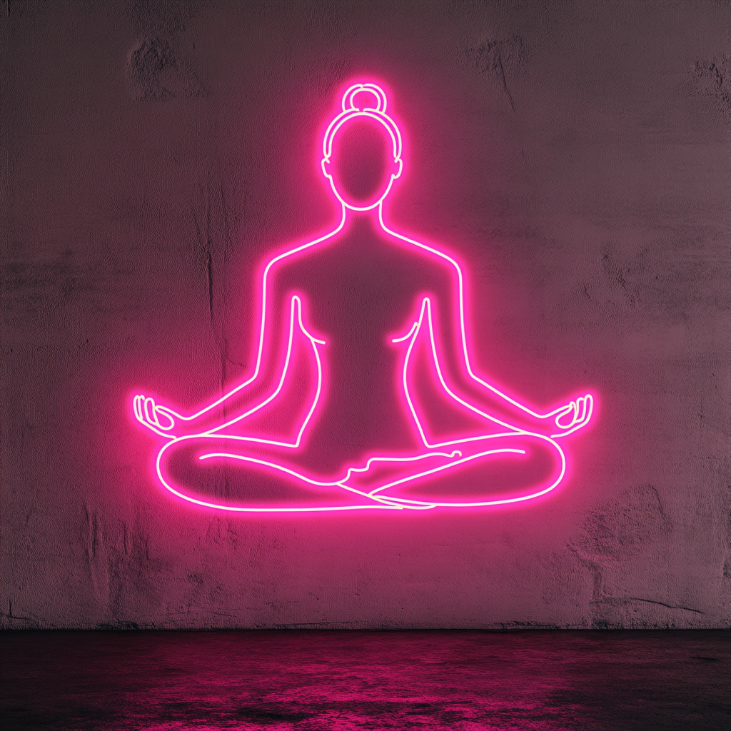 Yoga Pose - Pink Neon Sign, 18 Inches
