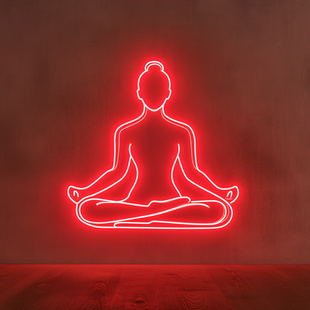 Yoga Pose - Red Neon Sign, 24 Inches