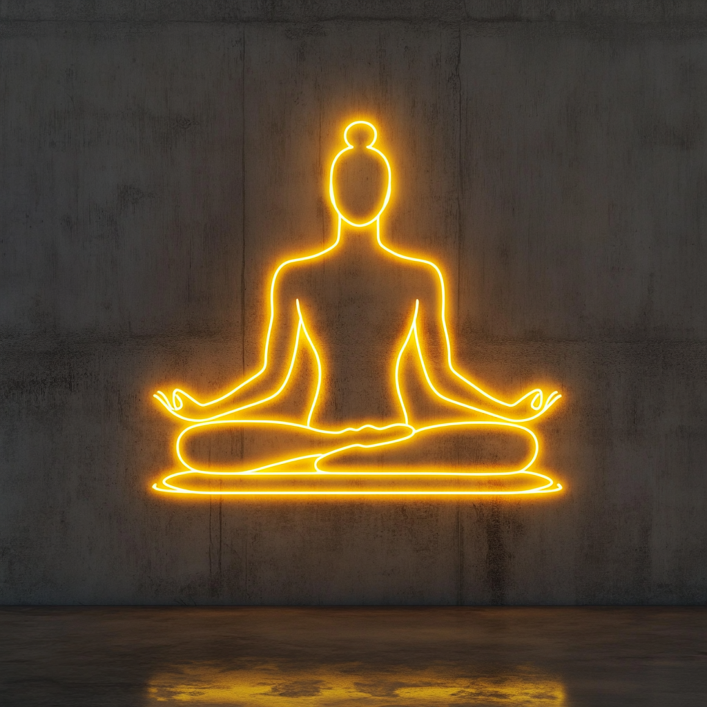 Yoga Pose - Yellow Neon Sign, 18 Inches