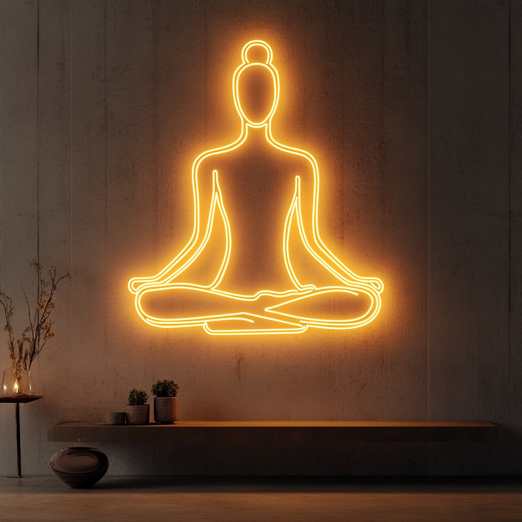 Yoga Pose - Yellow Neon Sign, 24 Inches