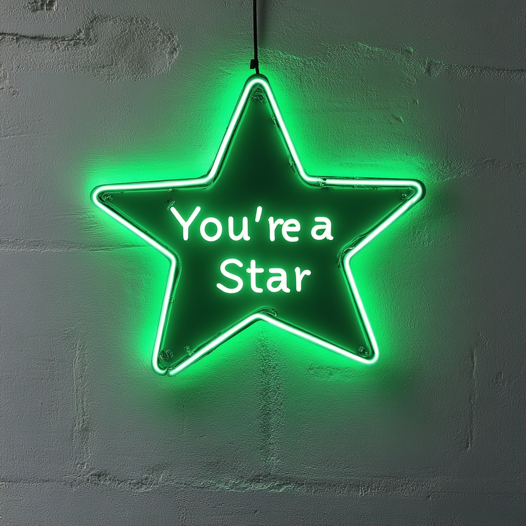 "You're a Star" - Green Neon Sign, 18 Inches