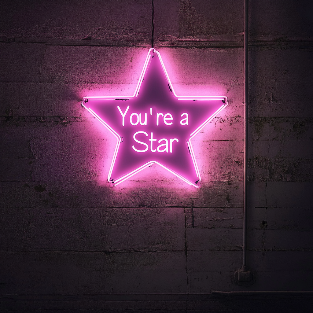 "You're a Star" - Pink Neon Sign, 18 Inches