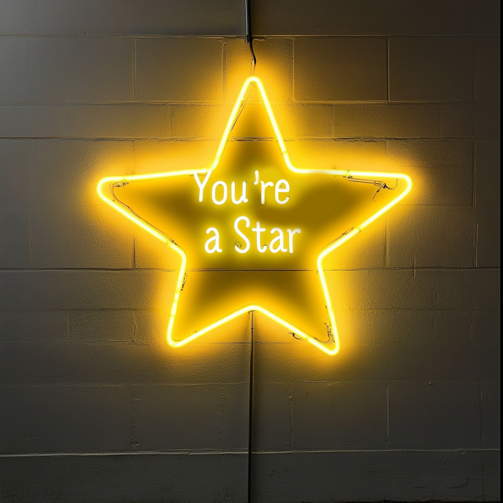 "You're a Star" - Yellow Neon Sign, 18 Inches