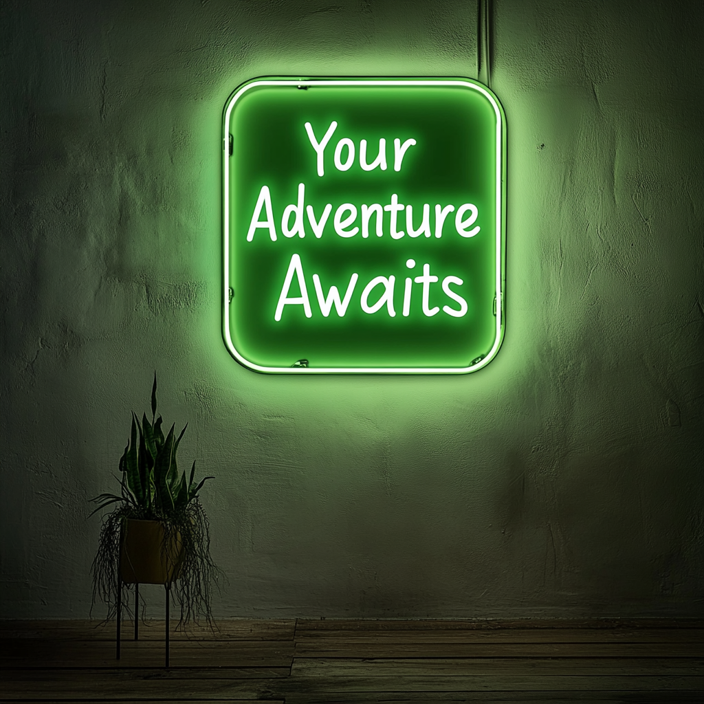 "Your Adventure Awaits" - Green Neon Sign, 18 Inches