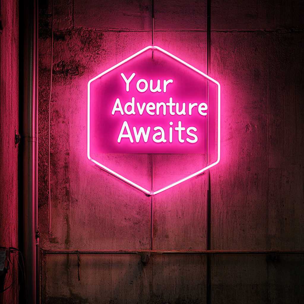 "Your Adventure Awaits" - Pink Neon Sign, 18 Inches