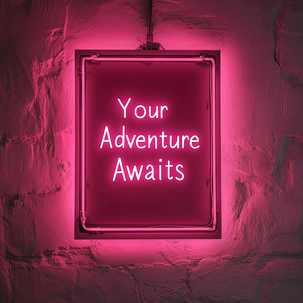 "Your Adventure Awaits" - Pink Neon Sign, 18 Inches