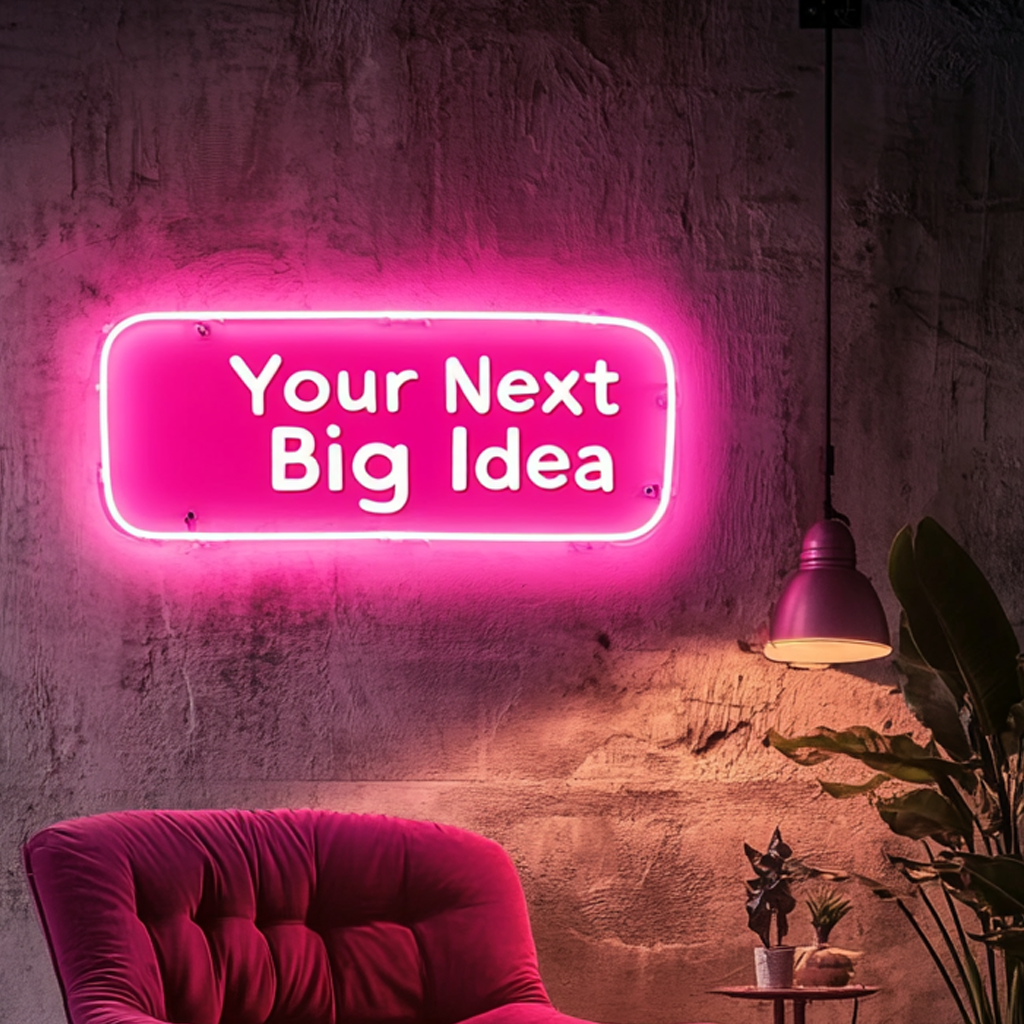"Your Next Big Idea" - Pink Neon Sign, 18 Inches