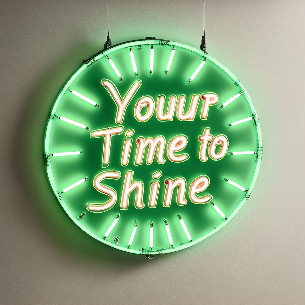 "Your Time to Shine" - Green Neon Sign, 18 Inches
