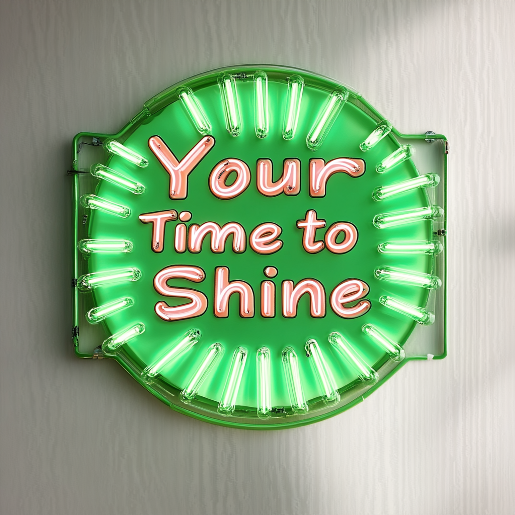"Your Time to Shine" - Green Neon Sign, 18 Inches