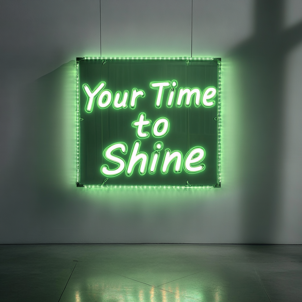 "Your Time to Shine" - Green Neon Sign, 18 Inches
