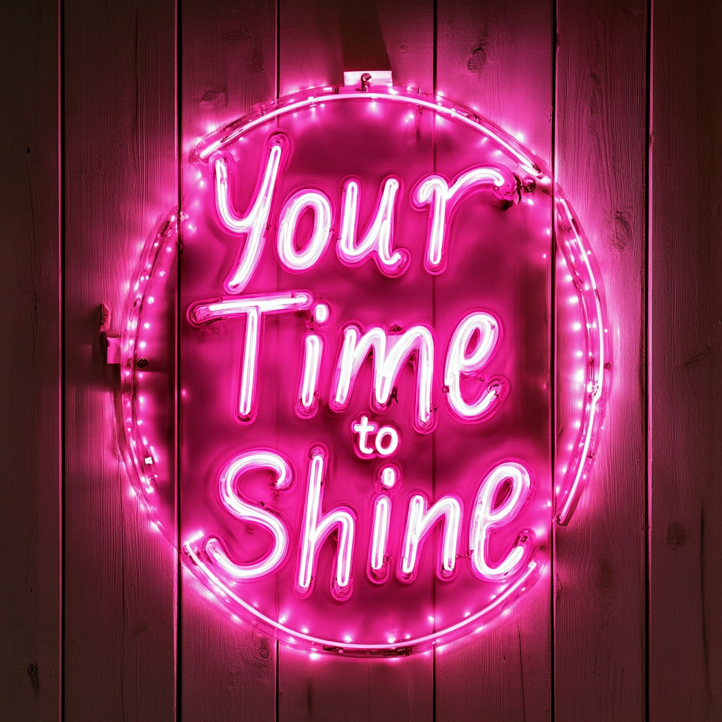 "Your Time to Shine" - Pink Neon Sign, 18 Inches