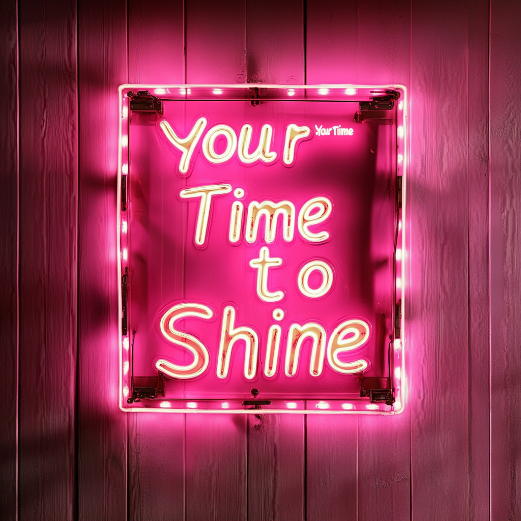 "Your Time to Shine" - Pink Neon Sign, 18 Inches