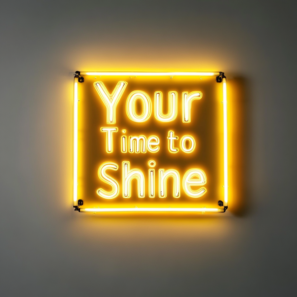 "Your Time to Shine" - Yellow Neon Sign, 24 Inches