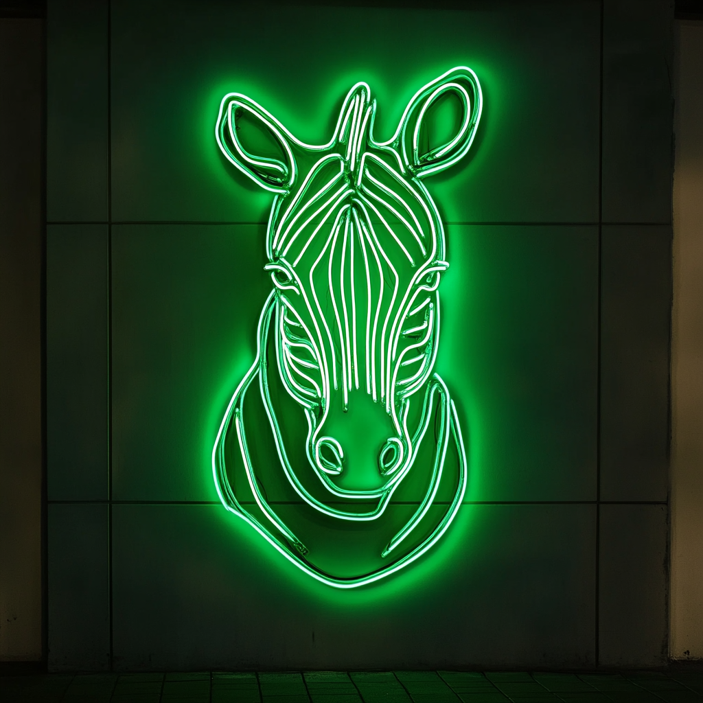 Zebra - Green Neon Sign, 18 Inches