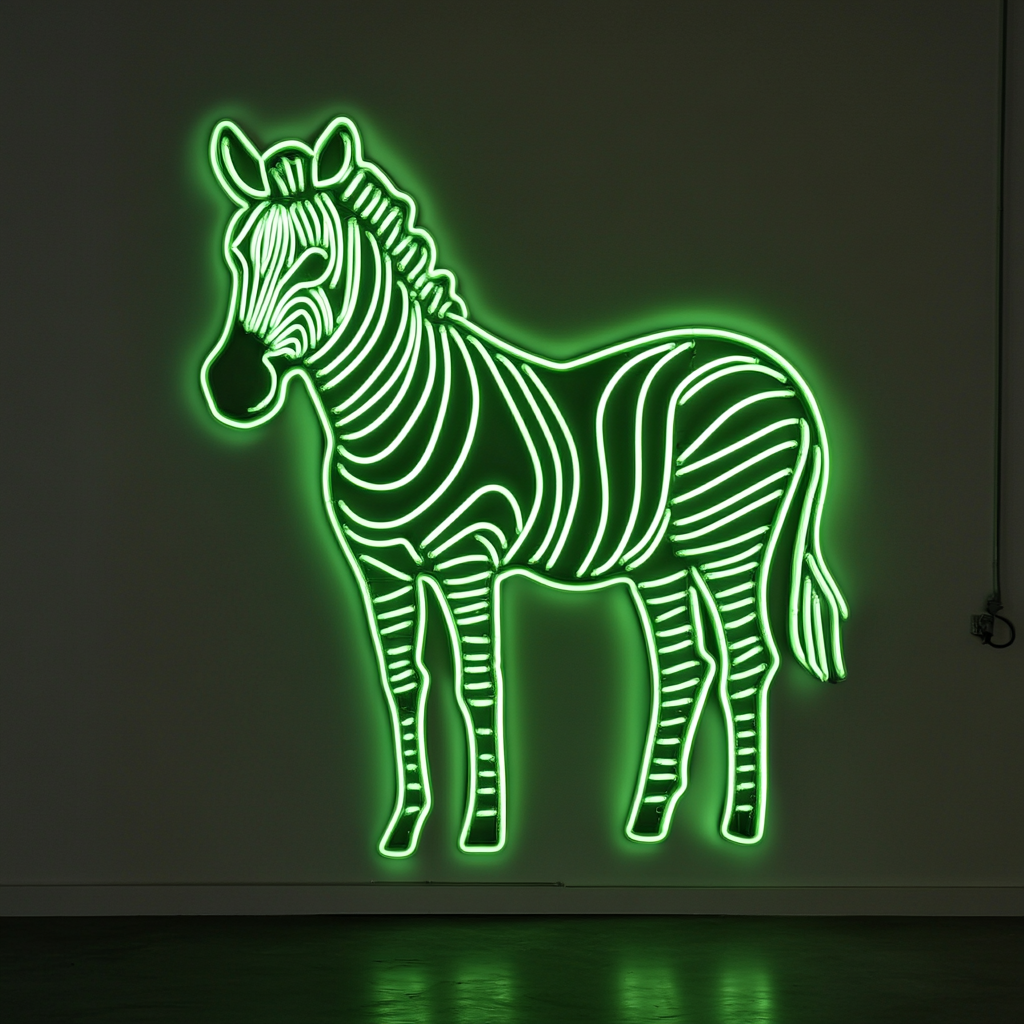 Zebra - Green Neon Sign, 18 Inches
