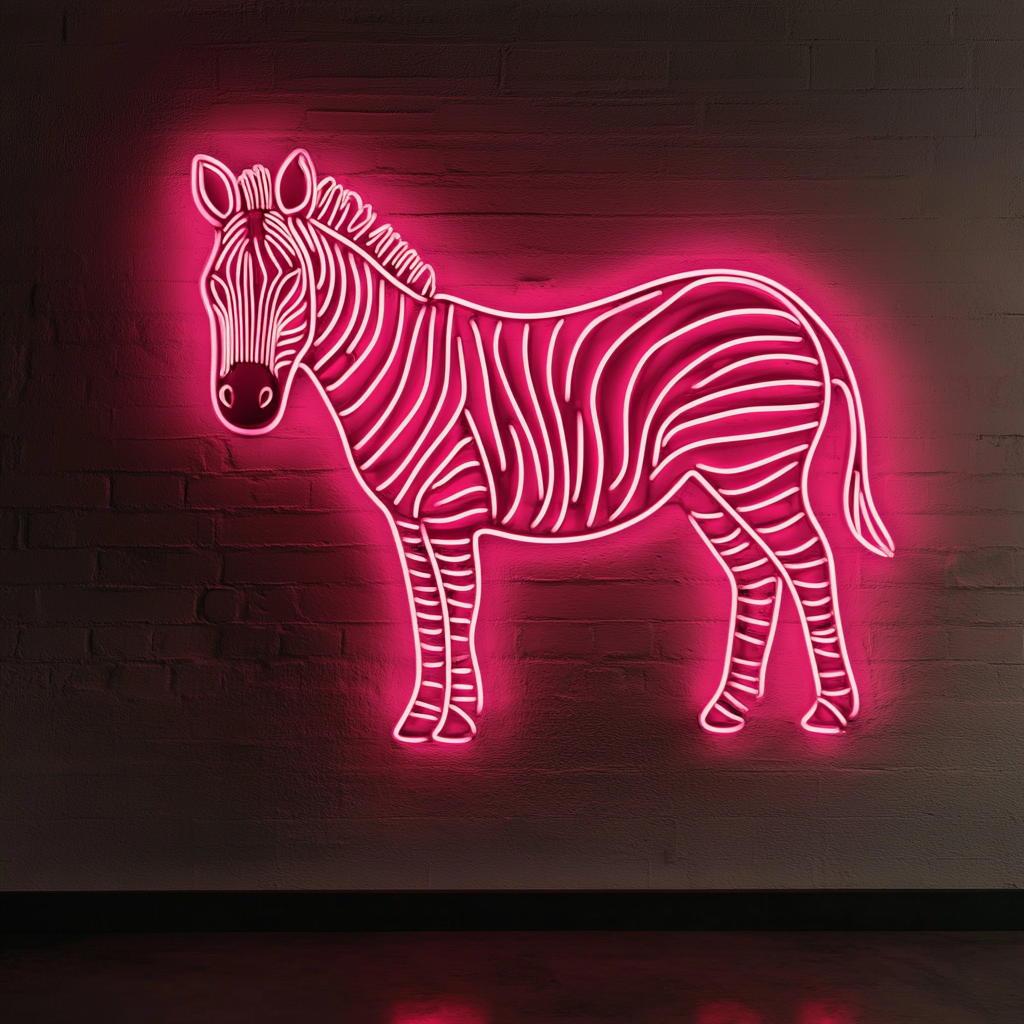 Zebra - Pink Neon Sign, 24 Inches