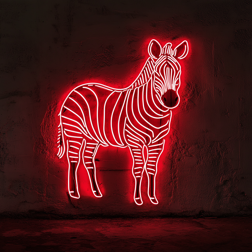 Zebra - Red Neon Sign, 18 Inches