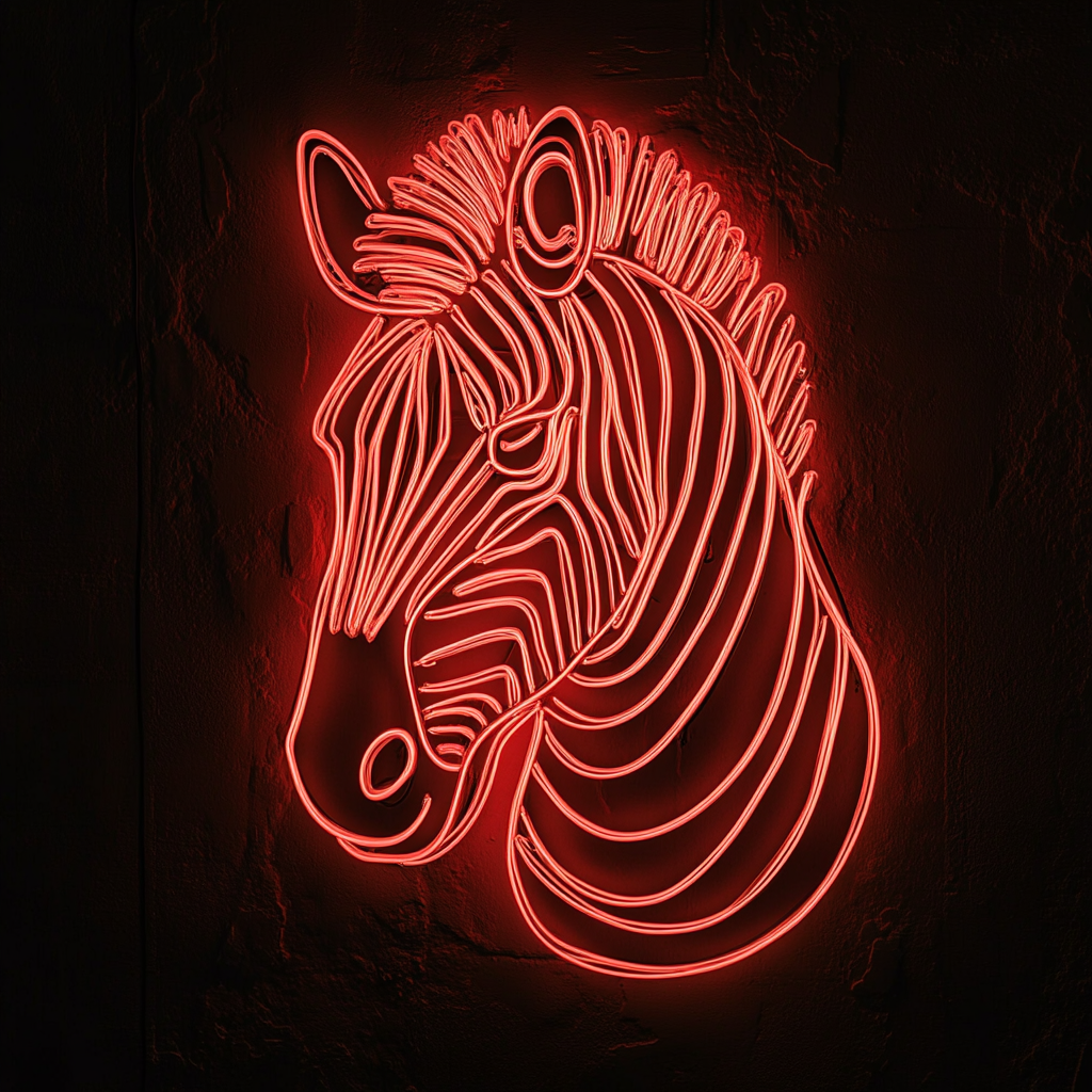 Zebra - Red Neon Sign, 24 Inches