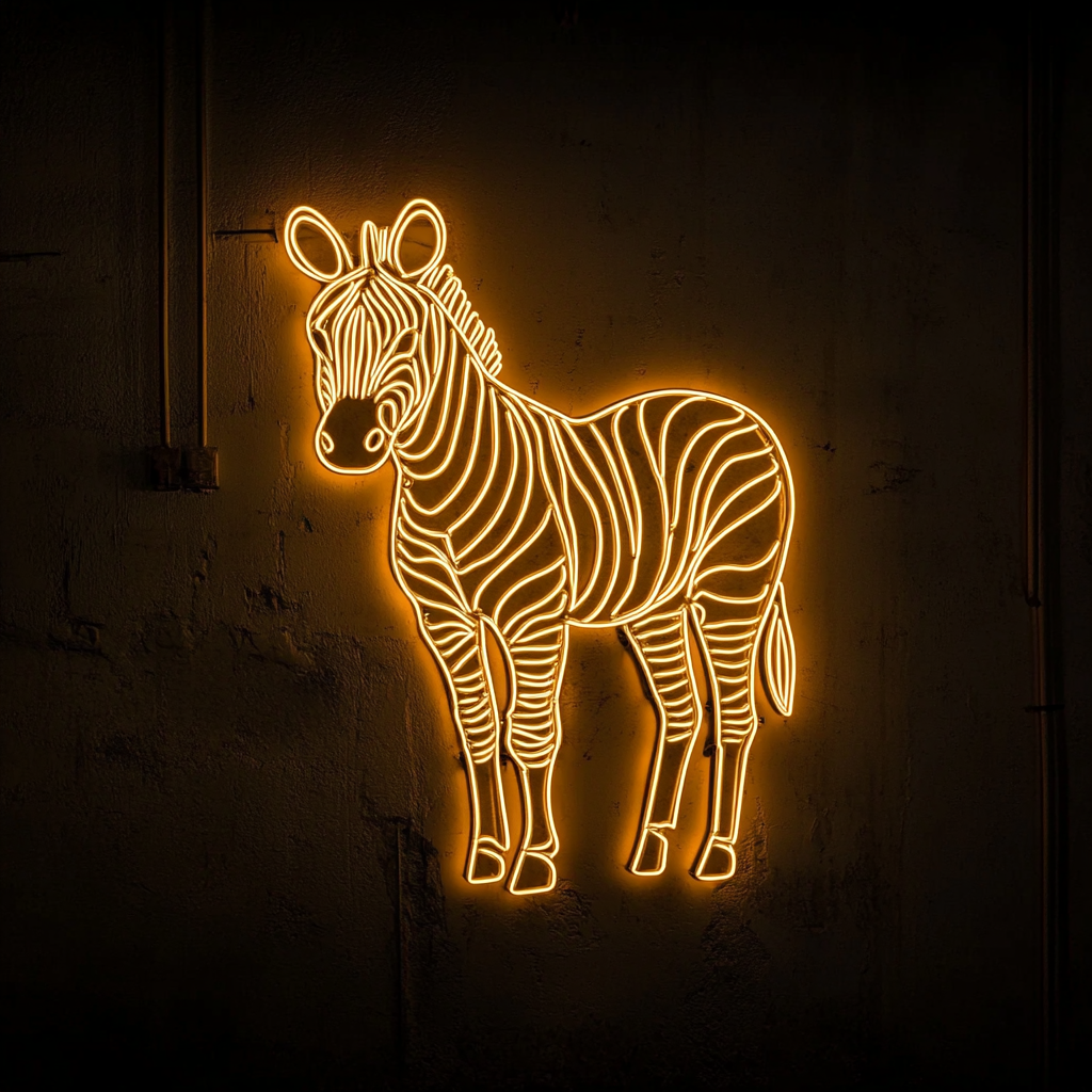 Zebra - Yellow Neon Sign, 24 Inches