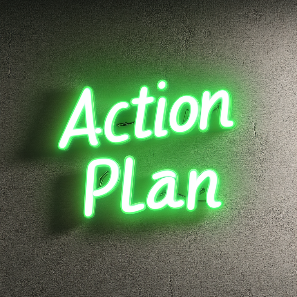 "Action Plan" - Green Neon Sign, 24 Inches