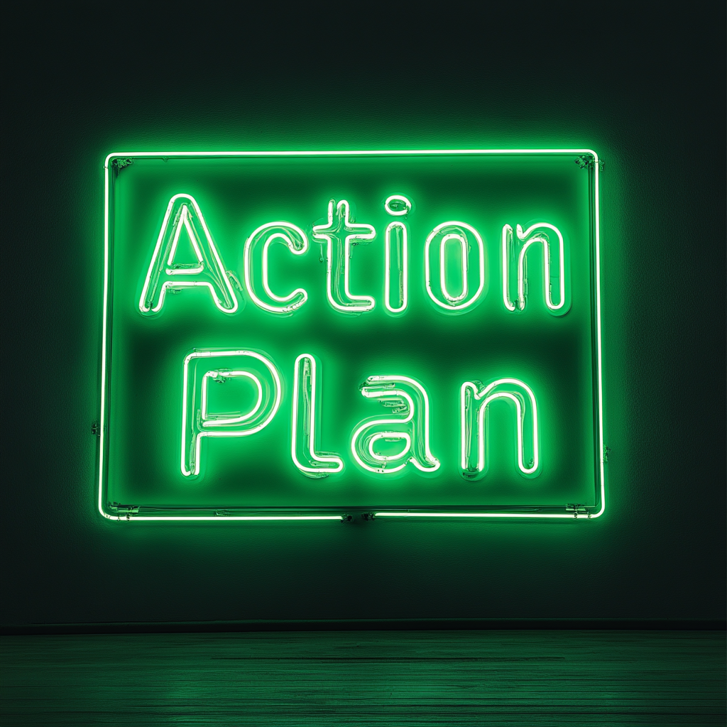 "Action Plan" - Green Neon Sign, 24 Inches