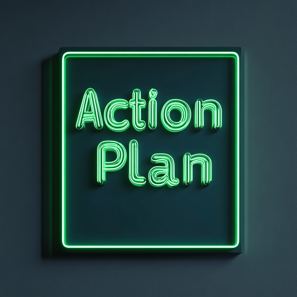 "Action Plan" - Green Neon Sign, 24 Inches