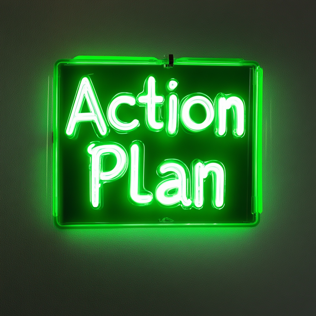 "Action Plan" - Green Neon Sign, 24 Inches