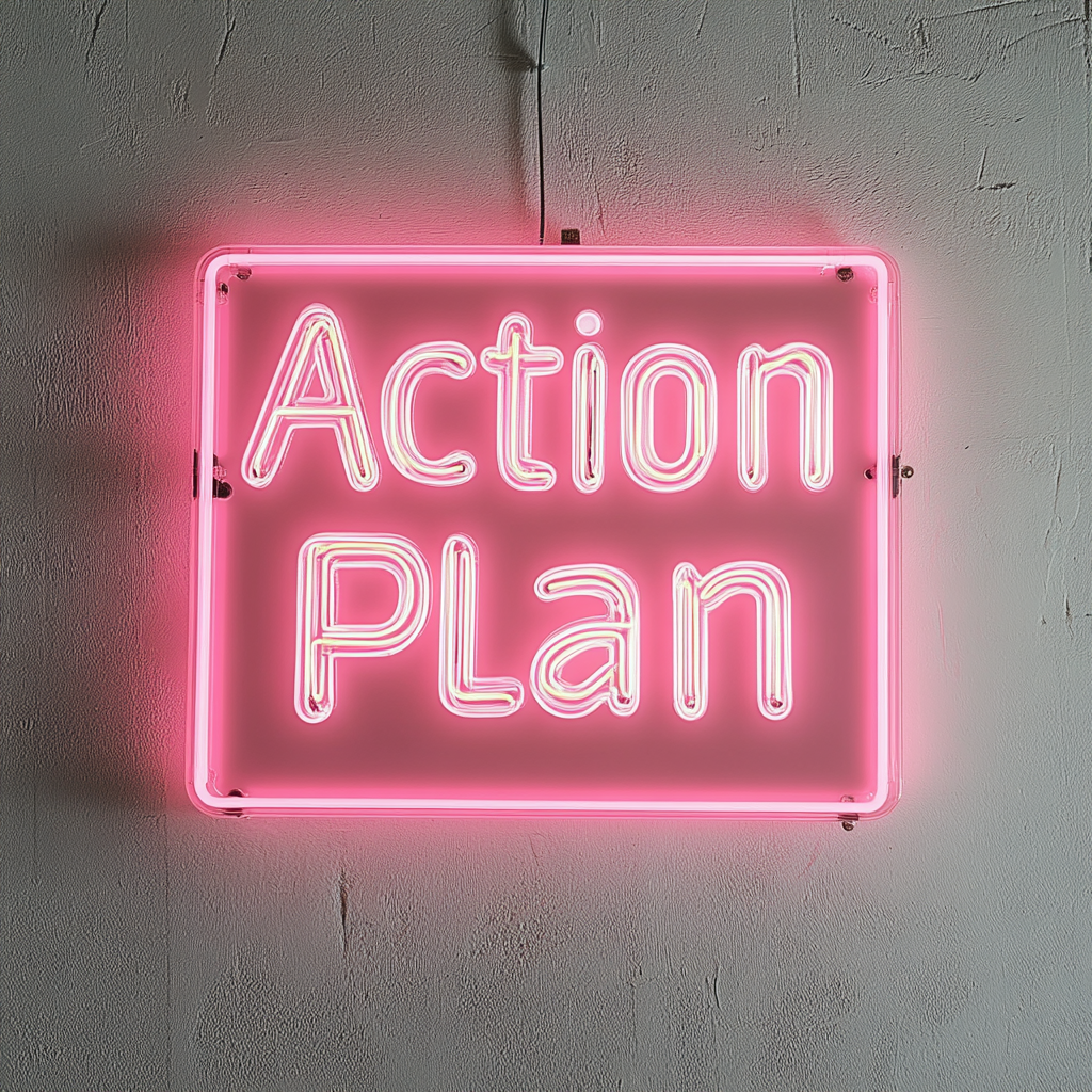 "Action Plan" - Pink Neon Sign, 24 Inches