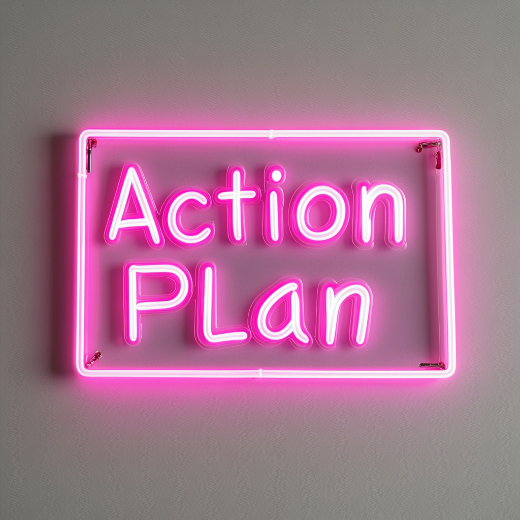 "Action Plan" - Pink Neon Sign, 24 Inches