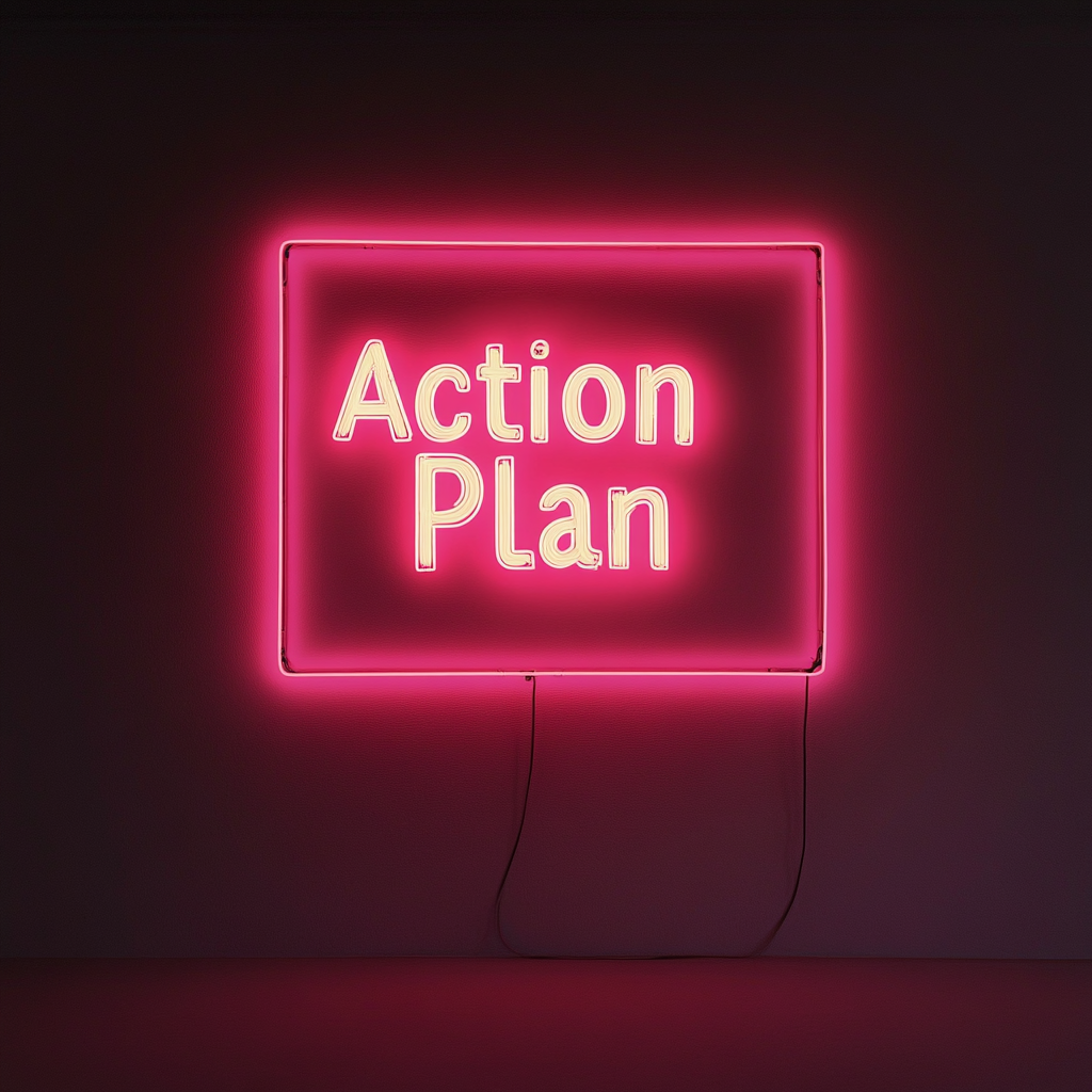 "Action Plan" - Pink Neon Sign, 24 Inches