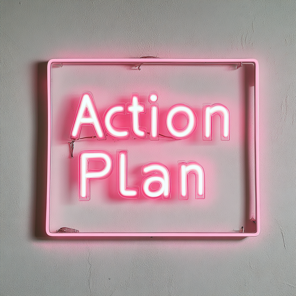 "Action Plan" - Pink Neon Sign, 24 Inches