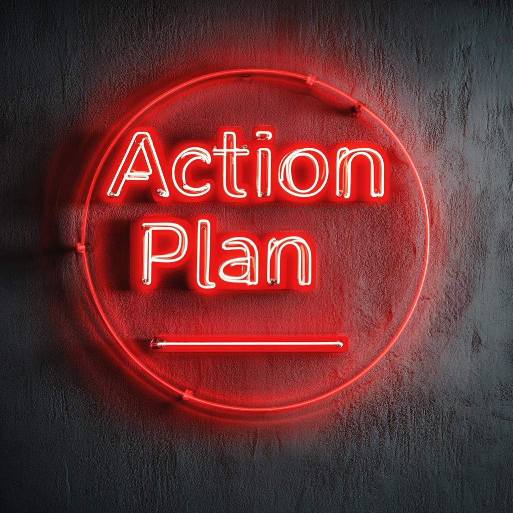 "Action Plan" - Red Neon Sign, 24 Inches