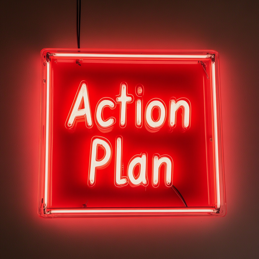 "Action Plan" - Red Neon Sign, 24 Inches